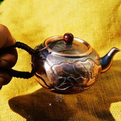 Small Copper Teapot Water Kettle Handmade Thick Handle Lid High Quality