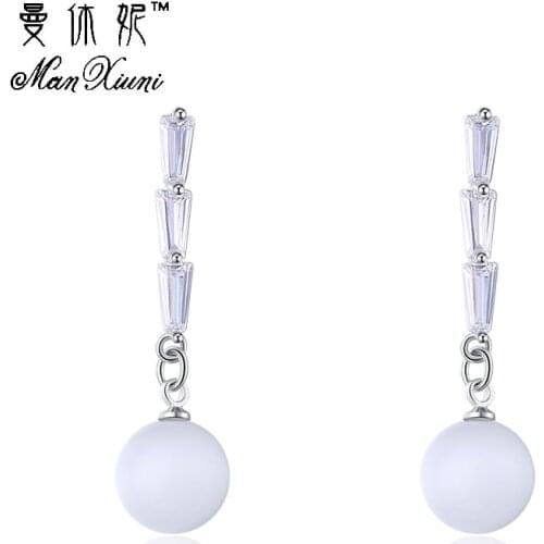 Manxiuni Women Trinket CZ Crystal Brincos Opal Long Stud Earrings With Stone Jewelry for Women Boucle D'oreille