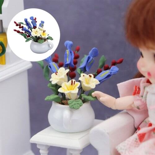 1:12 Scale Dollhouse Decoration Plant Pots Miniature Green Potted Miniature Model for Dollhouse Furniture Decoration