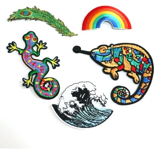 Cute Embroidery Animal rainbow patches for clothes Iron on parches appliques for clothing sunflower badge parches para ropa
