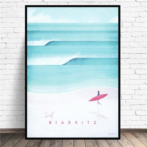 Biarritz Minimalist Travel Canvas Painting Wall Art Pictures Prints Home Decor Wall Poster Decoration For Living Room