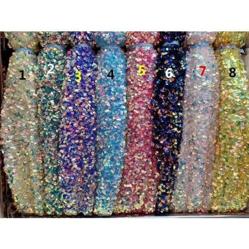 Fashionable sequins lace fabric SYJ-9491 for party dress nice looking Embroidered tulle mesh fabric