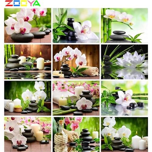 ZOOYA 5D DIY Diamond Embroidery Orchid Stone Full Square Rhinestone Mosaic Painting Cross Stitch Flower Diamond Painting Art Kit