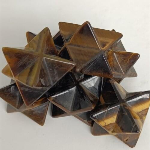 Natural tigers eye Merkaba Star Quartz Crystal Point Chakra Skull reiki 1pc 4cm