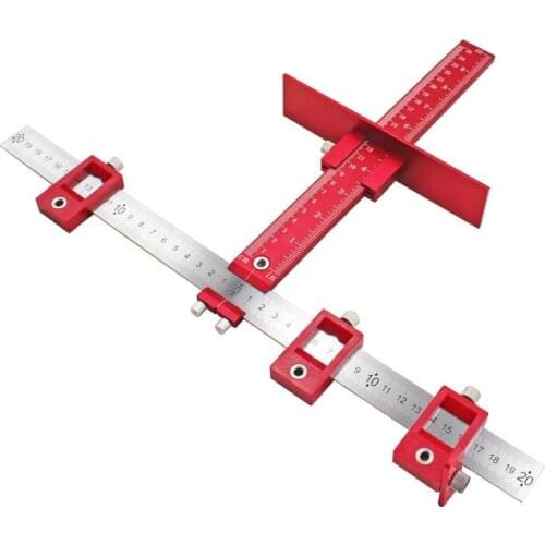 Woodworking Positioning Hole Puncher Multifunctional Auxiliary Installation Tool Aluminum Handle Furniture Hole Punching Locator