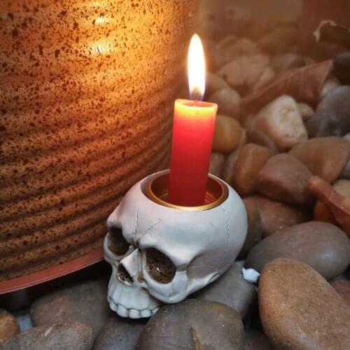 Halloween Skeleton Candle Holder Resin Statue Table Top Decoration Holiday Party Decoration Props Candlestick Dining Home Decor