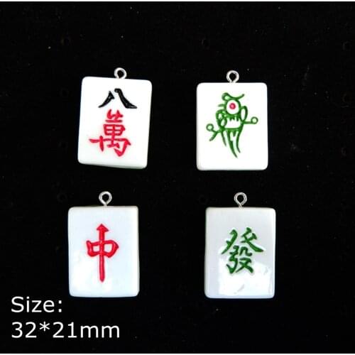 Mah-jong Charms Pendants Resin flat back cabochon for jewelry making bracelets necklace earrings Accessories