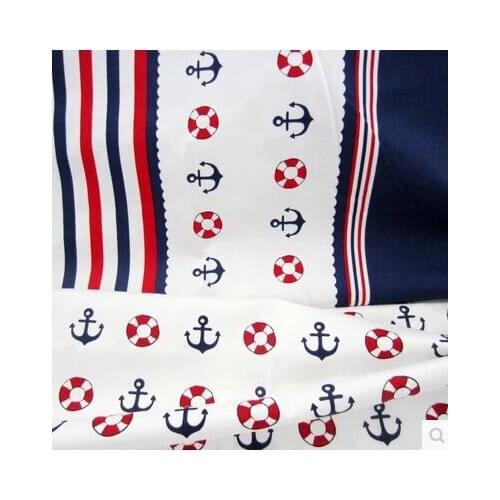 Striped lifebuoy Sea anchor Printed100% cotton fabric fat Quarter for sewing clothes bedding quilting patchwork crafts free ship