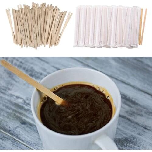 500 Count Birch Wood Stirrers Coffee Tea Beverage Stir Sticks Individual Wrapped 140x6mm