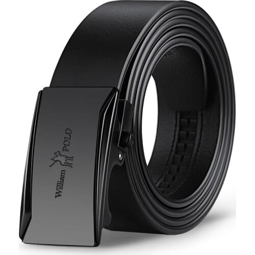 WilliamPolo mens fashion high-end belt casual business metal automatic buckle trouser belt leather brand belt 18309-10p