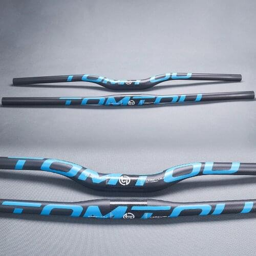 TOMTOU Bicycle MTB Handlebar Mountain Bike Carbon Fiber Handlebars Bicycle Handle Bar Bike Parts 31.8 mm 3k Matte Blue - TM6T47
