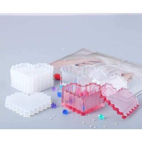 DIY Love Heart-shaped Silicone Molds Storage Box Jewelry Making Storage Crafts and Sewing Transparent Epoxy Resin for Jewelry
