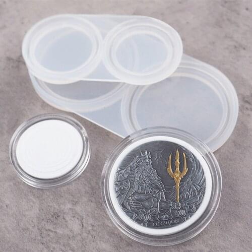Wholesale 2pcs Coin Capsule Resin Mold Coin Holder Case Silicone Casting Mold DIY Siliconec Coins Moulds