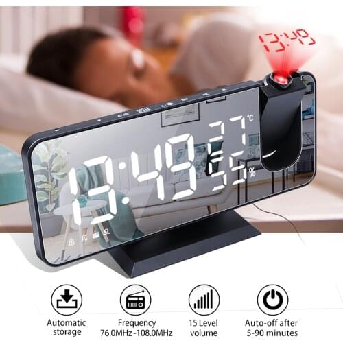 LED Digital Alarm Clock Watch Table Electronic Desktop Clocks USB Wake up FM Radio Time Projector Snooze Function 3 Color