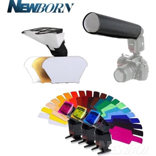 Universal Speedlight Flash Diffuser+20 Color Gels Filter Card+Honeycomb Grid For Canon Nikon Sony YongNuo Godox Flash