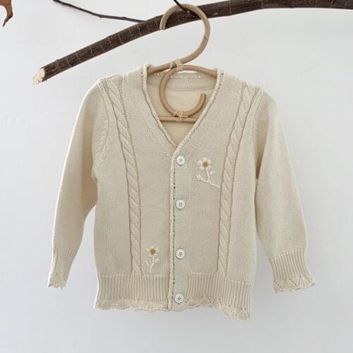 Baby Kids Girls Long Sleeve Knit Embroider Cardigan Coat Autumn Winter Baby Kids Girls Cardigan Coat Childrens Clothes