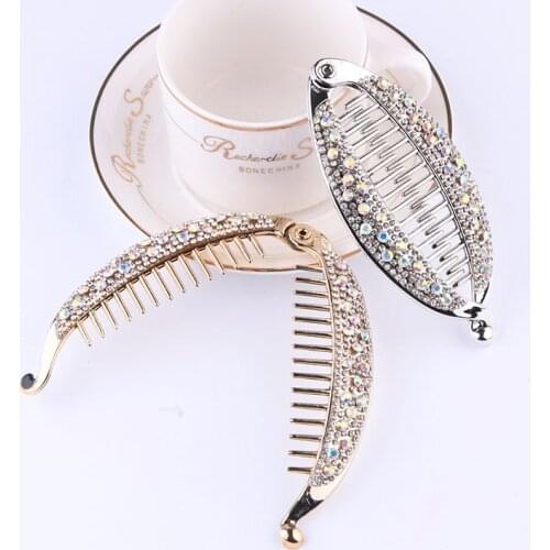 2019 New 1 Pcs Crystal Rhinestone Fish Shape Hair Claw Clips Hair Jewelry Banana Barrettes Hairpins Hair Accessories For Women