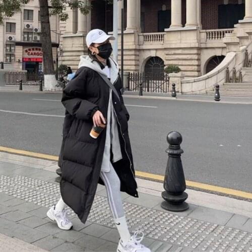 2021 Women Jacket Parka Warm Thick Long Cotton Coats Black Loose Oversize Autumn Winter Hooded Coat Female Oversized Outerwear