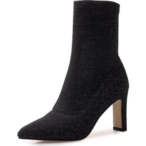 Vogue of new fund of 2018 autumn/winter thick with high with pointed canister boots woman of 40 - size 42, 18917