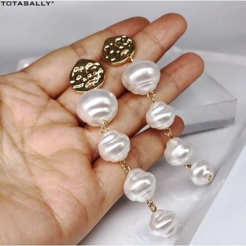 TOTASALLY Hot Irregular Pearl Earrings for Women Baroque Imitation Pearl Dangle Earrings Ladies Gifts Jewelry for Party dropship
