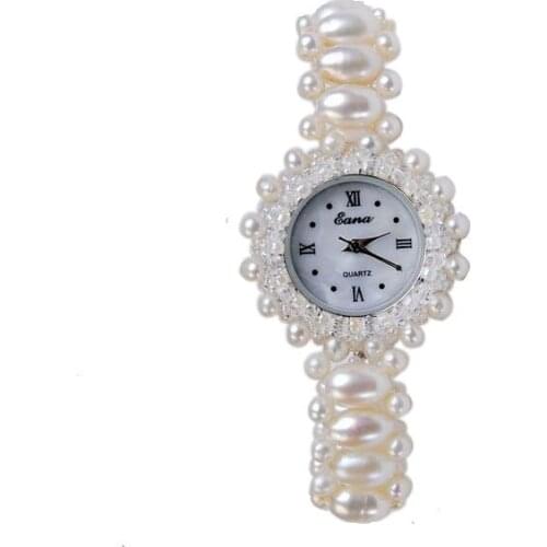 Originally hand-woven natural pearl quartz watch white waterproof fashion lady watch
