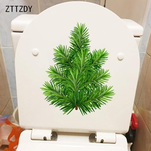 ZTTZDY 21.1×25.9CM Pine Tree Plant Bathroom Toilet Decor Modern Home Room Wall Stickers T6-0004