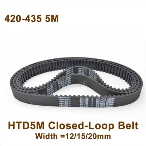 POWGE 420/425/430/435 5M Synchronous Belt Teeth=84/85/86/87 W=12/15/20 Closed-Loop HTD 5M Timing Belt Pulley 420-5M 430-5M