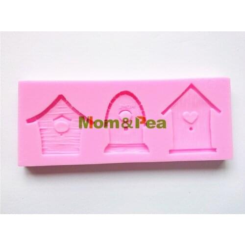 Mom&Pea 0177 Free Shipping Houses Shaped Silicone Mold Cake Decoration Fondant Cake 3D Mold Food Grade Silicone Mould