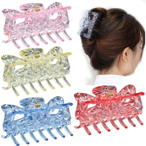 1Pc Korean Solid Hair Claws Elegant Clear Acrylic Hair Clips Hairpins Barrette Headwear for Women Girls Hair Accessories Gifts