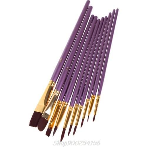 10Pcs Purple Artist Paint Brush Set Nylon Hair Watercolor Acrylic Oil Painting Brushes Drawing Art Supplie Jy17 20 Dropship