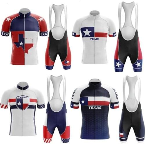 2020 Team Texas Cycling Jersey Set Mens Cycling Clothing Summer Bicycle Shorts Road Bike Suit MTB Cycling Wear Maillot Culotte