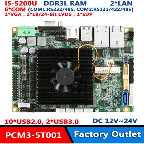 3.5' SBC Embedded Motherboard Support Intel i5-5200U CPU LVDS EDP 12*USB