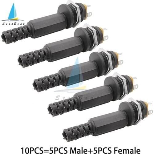 5Pairs 5PCS DC022 DC Power Socket Female Jack Screw Nut Panel Mount Connector 5.5*2.1MM + 5PCS 5.5 x 2.1mm Plastic Male Plugs