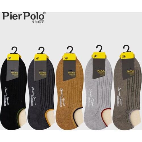 5 Pairs/Lot Summer Brand PIER POLO Printing Invisible Mens Ankle Socks Casual Combed Cotton Socks Slippers Short Male Socks