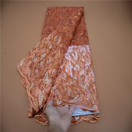 African Sequins Wax Fabrics Embroidery Sequins Lace Materials 5Yards Nigeria French Mesh Tulle Lace For Sewing Dress 190912