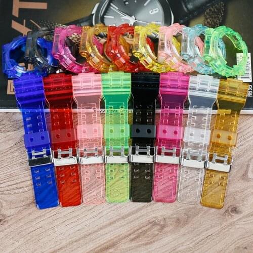 Watch accessories 16mm mens and womens sports watch band for Casio G-SHOCK resin transparent strap GD 100 120 GA 120 110 case