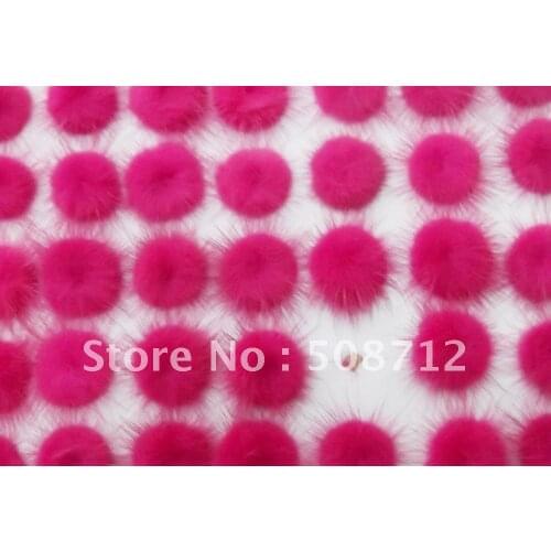 Free shipping!!!!500pcs mink fur ball embellishment sew trim for DIY craft hair accessory 30mmRose red