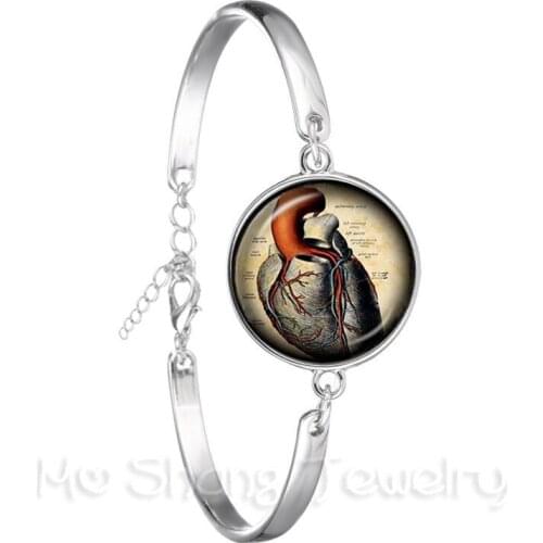Human Anatomy Brain Bracelet 18mm Glass Cabochon Weird Cool Science Personalized Doctor Bangle Organ Creative Gifts