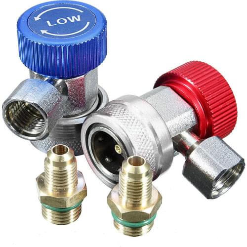 1 Pair Auto Freon R134A AC Air Condition Adjustable Quick Coupler Refrigerant High Low Adapter Connector Manifold Gauge Set A20
