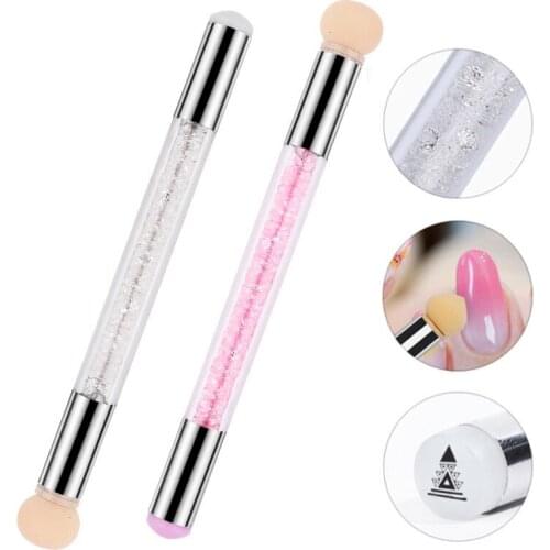 1pcs Double-headed Gradient Sponges Nail Art Brushes Pen small Silicone Nail Art Stamper pen for small image Printing Stencil