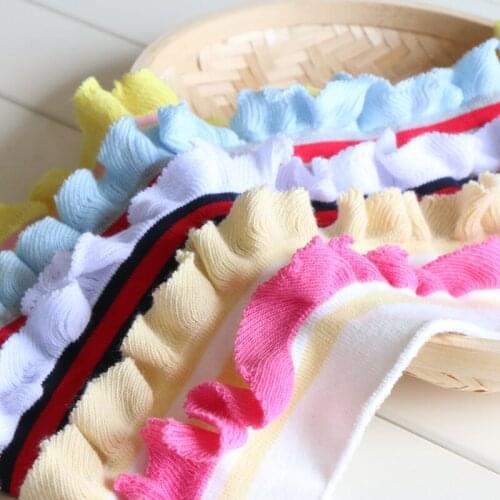 Width 2" 100% Cotton Stretch Rib Lace Clothing Accessories Sleeve Neckline Hem Ruffle Lace Fabric