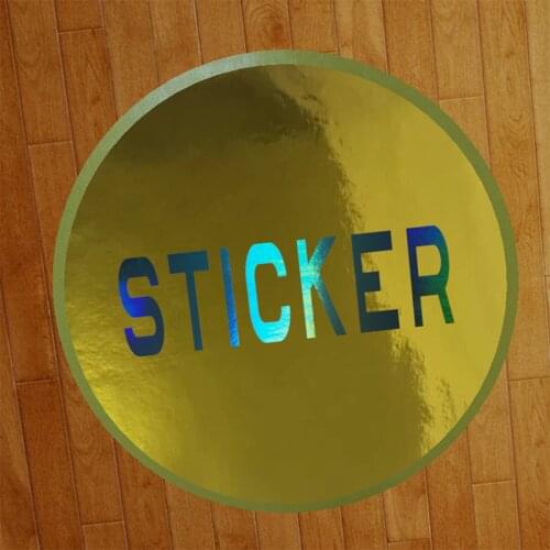 Glossy Gold background sticker hot silver hologram foil stamping label custom