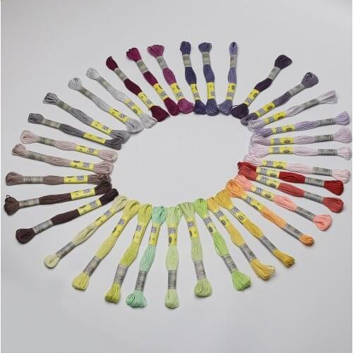 35 DMC new Colors 6pcs per pack cotton embroidery floss Double mercerized 100% Egyptian long fibre cotton 6 Strands