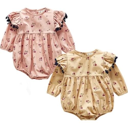 Newborn Cute Outfits Overalls Fashion Lovely Tassel 2020 Newborn Baby Twin Spring Clothes Girl Floral Bodysuit Jumpsuit Outfits