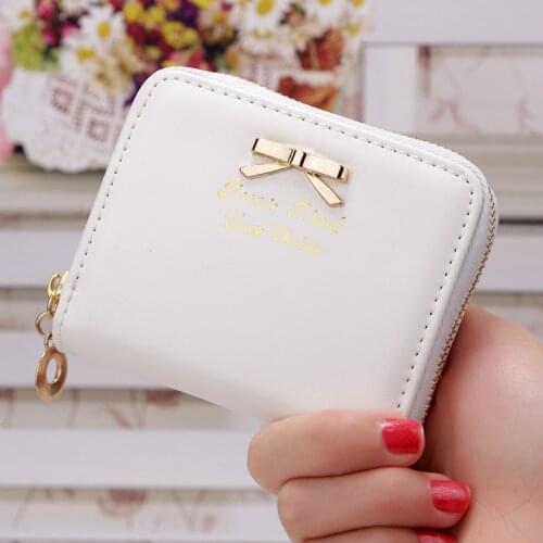 Wallet Female Short for Coins New Cute Candy Bow Women Small Leather Wallets Zipper Purses Girls Lady Purse