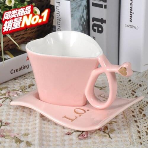 Creative love shape mugs of coffee mug cup milk cup spoon, valentine gift cups with base