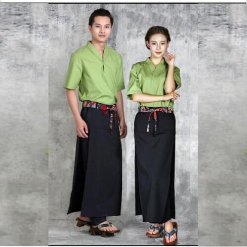 Summer Japanese cuisine waitress uniform Kitchen tops Chef uniform Summer Sushi shirt Kimono