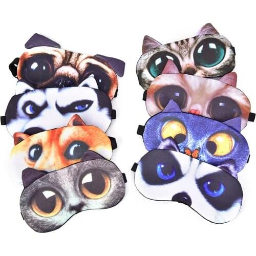Natural Sleeping Soft Blindfold Eyepatch Women Men Sleep Eyeshade Eye Cover Cute Cat Dog Sleep Mask Eyeshade Cover Eye Mask