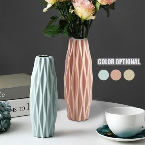 Shatterproof Vase Origami Plastic Vase Milky White Imitation Ceramic Flower Pot Flower Basket Flower Vase Home Decor Accessoires