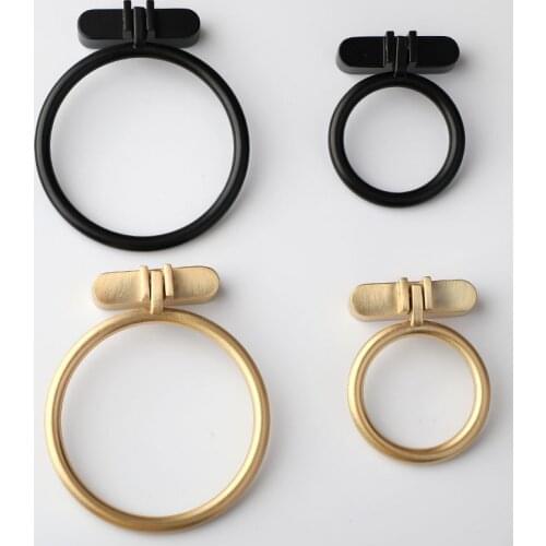 NEW Free Shipping simple Fashion Gold Black Handle Drawer Dresser Cupboard Shoe Closet Ring Pull Zinc alloy Furniture door Knob